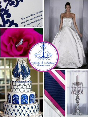 Inspiration for a Navy and Fuchsia Chandelier Inspired Wedding